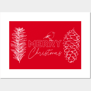 Red Merry Christmas Posters and Art